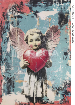 Valentine day concept, illustration love poster, Eclectic style, Generative AI 122862153