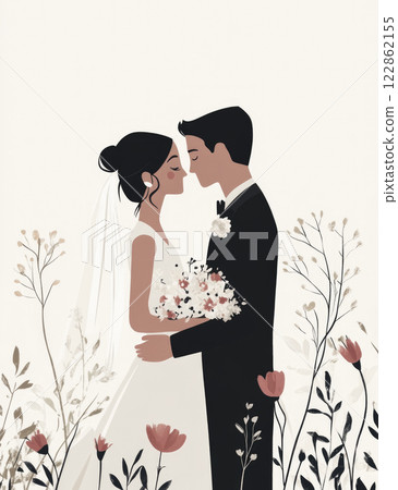 Valentines day concept, illustration marriage poster, Generative AI Valentines day concept, illustration marriage poster, Generative AI 122862155