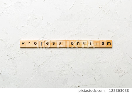 Professionalism word written on wood block. Professionalism text on cement table for your desing, concept 122863088