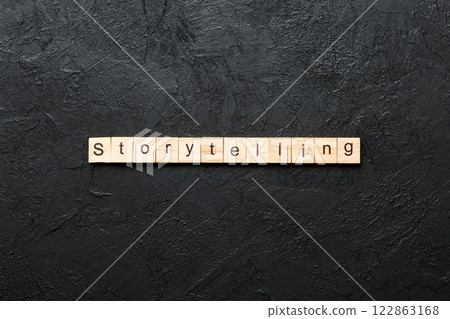 storytelling word written on wood block. storytelling text on table, concept storytelling word written on wood block. storytelling text on table, concept 122863168