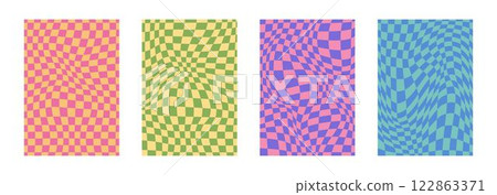 Psychedelic checkerboard poster 122863371