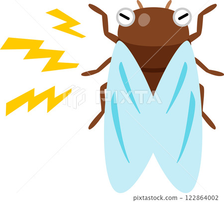 A deformed illustration of a cicada chirping loudly 122864002