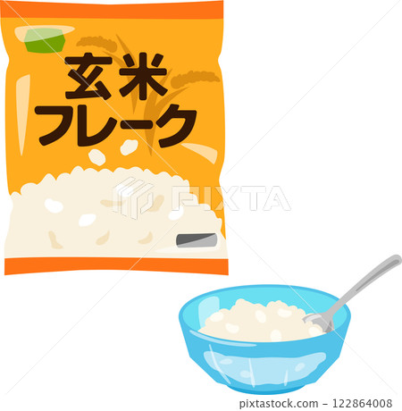 一包糙米片和一碗糙米片 122864008