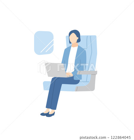 坐在火車或飛機座位使用筆記型電腦的商務人士 122864045