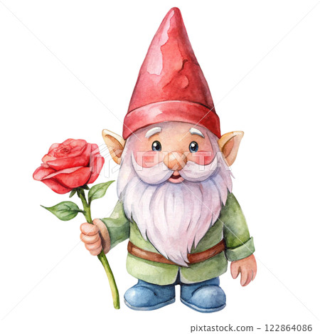 Gnome Valentine Watercolor 122864086