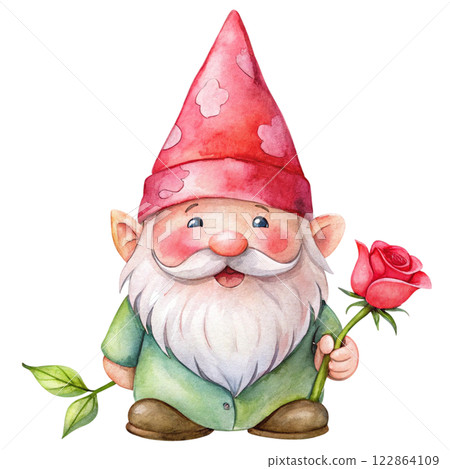 Gnome Valentine Watercolor Gnome Valentine Watercolor 122864109