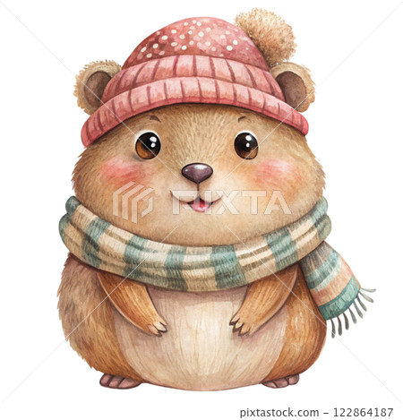 Groundhog  fireworks  wearing winter clothes 122864187