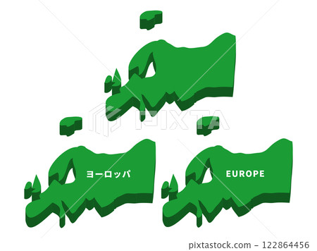 Simple three-dimensional map of Europe_Curved green Simple three-dimensional map of Europe_Curved green 122864456