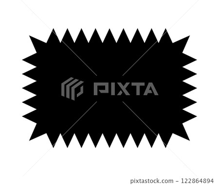 Rectangle frame with zigzag edges. Empty text box, speech bubble, tag or label rectangular shapes with spiky borders isolated on white background. Vector graphic illustration 122864894
