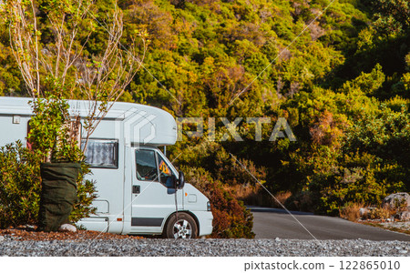 Camper car motorhome on nature 122865010