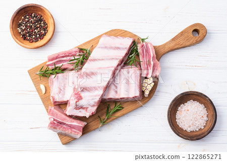 Raw Pork ribs photography . Top view 122865271