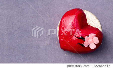 Valentine day and wedding sweet dessert . Two heart love cake 122865316