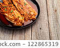 Traditional korean food kimchi photography . Top view 122865319