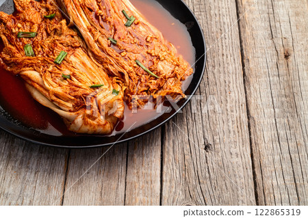Traditional korean food kimchi photography . Top view 122865319
