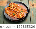 Traditional korean food kimchi photography . Top view 122865320
