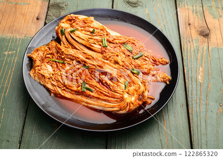 Traditional korean food kimchi photography . Top view 122865320