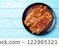 Traditional korean food kimchi photography . Top view 122865321