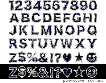 2 mirror tiles, 2 silver letter borders, 14 navy blue 122865877