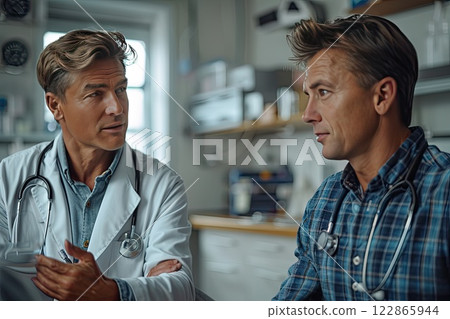 Insurance agents discussing cyber insurance policies with a tech company 122865944