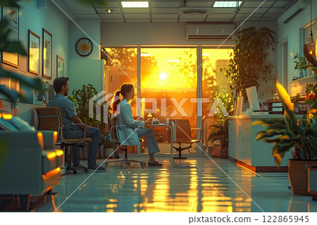 Insurance agents discussing cyber insurance policies with a tech company 122865945