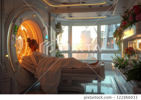 patient receiving chemotherapy treatment in a specialized oncology unit 122866031