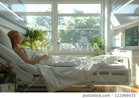 patient receiving chemotherapy treatment in a specialized oncology unit patient receiving chemotherapy treatment in a specialized oncology unit 122866035