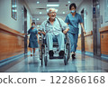 Healthcare workers conducting a health fair and providing free screenings 122866168