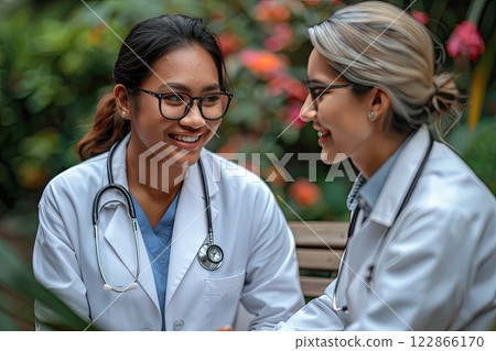 Healthcare workers conducting a health fair and providing free screenings Healthcare workers conducting a health fair and providing free screenings 122866170