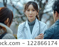Healthcare workers conducting a health fair and providing free screenings 122866174