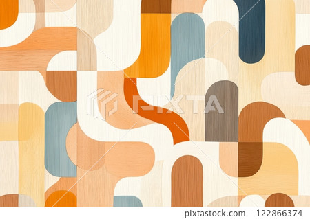 A geometric pattern in muted colors, inspired by traditional Scandinavian design 122866374