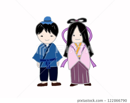 Cute Hikoboshi and Orihime on Tanabata Cute Hikoboshi and Orihime on Tanabata 122866790