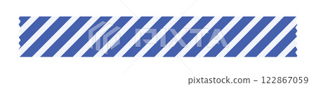 Cut out blue and white diagonal striped masking tape - a simple and cute decorative part material Cut out blue and white diagonal striped masking tape - a simple and cute decorative part material 122867059