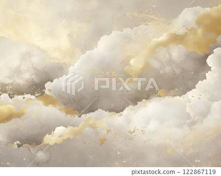 乳白色和金色的雲彩背景 122867119