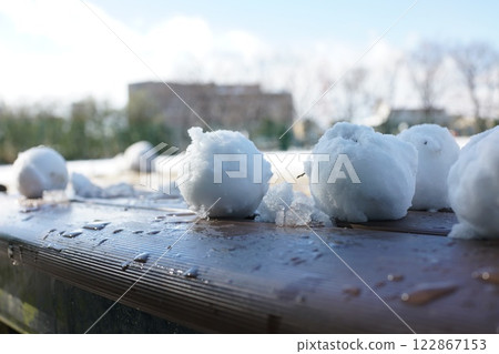 長椅上的雪球 122867153