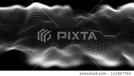 Wave pattern vector. 3D glowing abstract digital particles background. Technology concept. Abstract background. Future vector illustration. 122867764