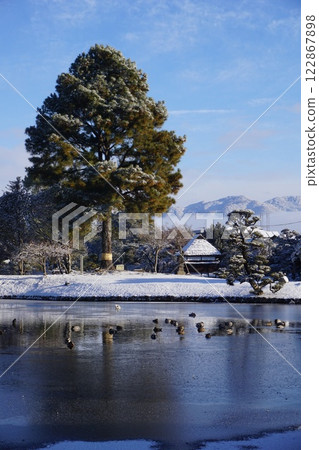 A junior-style Japanese garden in Tsuyama-shi, Okayama prefecture "Tomorrow paradise": snow scenery 122867898
