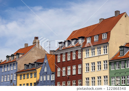 Old Nyhaven port, famous place in Copenhagen, Denmark. Old Nyhaven port, famous place in Copenhagen, Denmark. 122868348