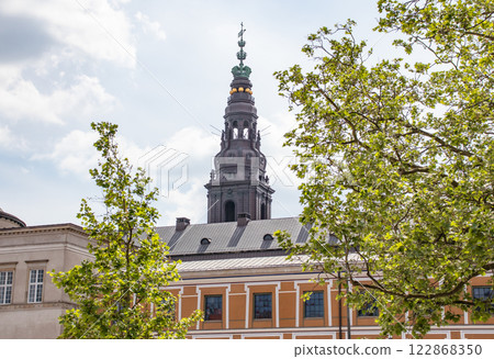Central Part of Copenhagen city. Tower of the Christiansborg Palace. 122868350