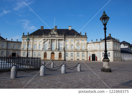 Amalienborg, the palace and residence in Copenhagen of the queen of Denmark. Amalienborg, the palace and residence in Copenhagen of the queen of Denmark. 122868375