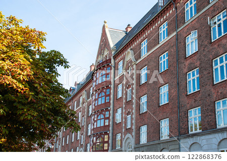 Copenhagen Denmark colorful facades of old houses christianshavn canal Copenhagen Denmark colorful facades of old houses christianshavn canal 122868376