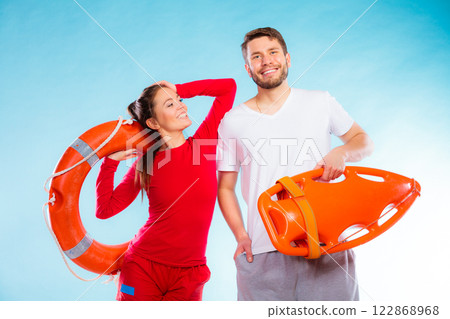 lifeguards on duty with equipment 122868968