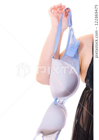 Woman plus size holding bra Woman plus size holding bra 122869475