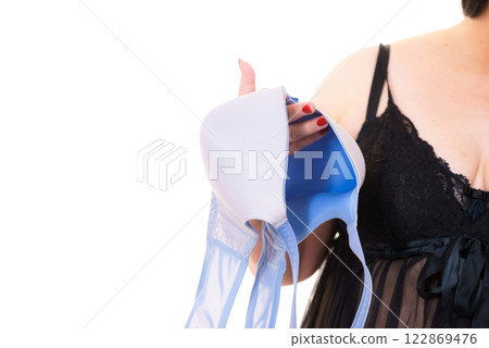 Woman plus size holding bra Woman plus size holding bra 122869476
