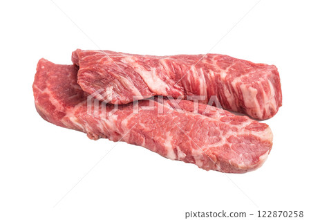 Raw Tri Tip Steak from Black Angus beef meat isolated on white background 122870258