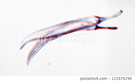 Stylized representation of Korean chili pepper, common ingredient in Korean cuisine in red and blue tones Stylized representation of Korean chili pepper, common ingredient in Korean cuisine in red and blue tones 122870290