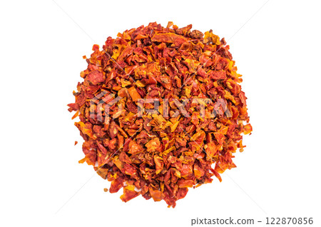 Sun Dried Tomato Flakes Isolated on White background. top view 122870856
