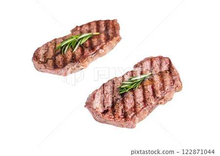 BBQ roasted Top blade steak, Australian Oyster Top blade steak isolated on white background. top view 122871044
