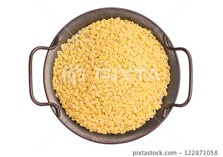 Raw stelline pasta, uncooked Italian soup Noodle in a bowl isolated on white background. top view Raw stelline pasta, uncooked Italian soup Noodle in a bowl isolated on white background. top view 122871058