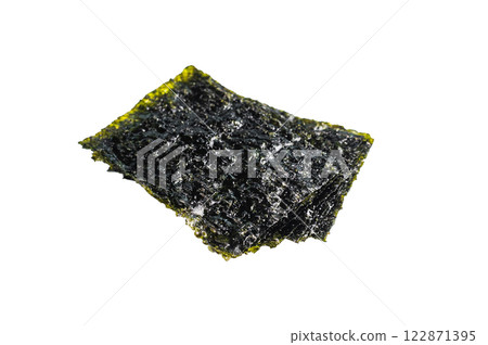 Dried nori seaweed sheets isolated on white background. top view 122871395