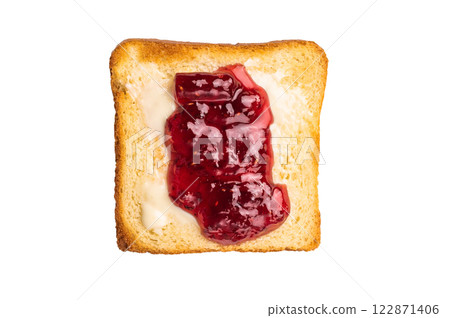 Toast from white bread with butter and jam isolated on white background Toast from white bread with butter and jam isolated on white background 122871406